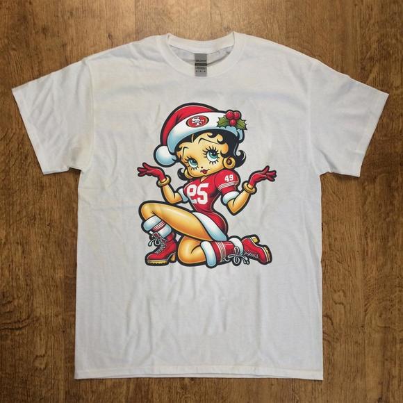 San Francisco 49Ers Betty Boop Christmas T-Shirt - Picture 1 of 4